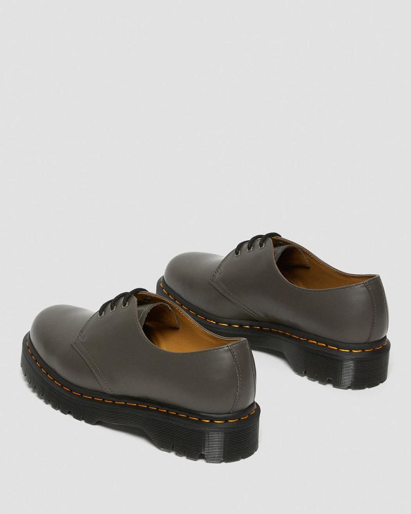 Khaki / Grey Men's Dr Martens 1461 Bex Smooth Leather Oxfords Shoes | CA 585MQZ